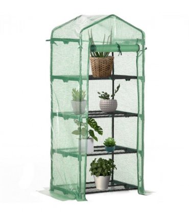 Mini Greenhouse 4-Tier Portable Plant House Shed w/ PE Cover Green
