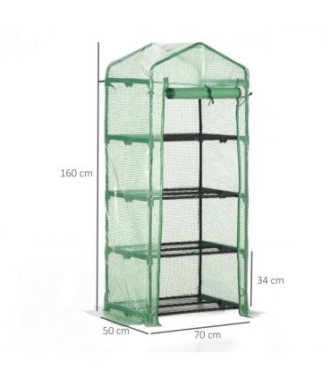 Mini Greenhouse 4-Tier Portable Plant House Shed w/ PE Cover Green