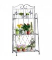 METAL PLANT STAND: 3-Tier Silver Folding Display Rack 44Lx25Wx96H cm