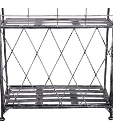 METAL PLANT STAND: 3-Tier Silver Folding Display Rack 44Lx25Wx96H cm