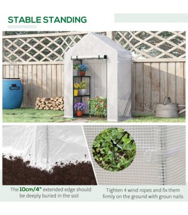 Greenhouse for Outdoor, Portable Gardening Plant Grow House w/ Shelf Outsunny