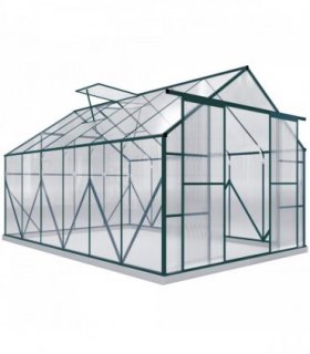 8x12ft Polycarbonate Walk-in Greenhouse Outdoor Double Sliding Door Outsunny