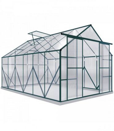 8x12ft Polycarbonate Walk-in Greenhouse Outdoor Double Sliding Door Outsunny