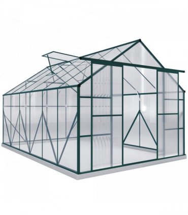 8x12ft Polycarbonate Walk-in Greenhouse Outdoor Double Sliding Door Outsunny