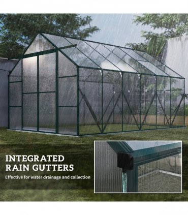 8x12ft Polycarbonate Walk-in Greenhouse Outdoor Double Sliding Door Outsunny