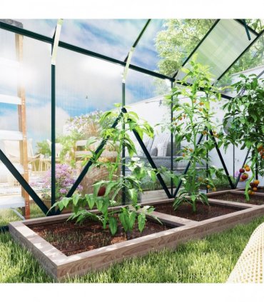 8x12ft Polycarbonate Walk-in Greenhouse Outdoor Double Sliding Door Outsunny