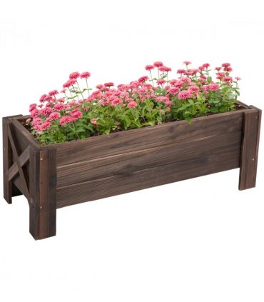 Wooden Garden Raised Bed Planter Brown 100x36.5x36cm Ample Planting Room