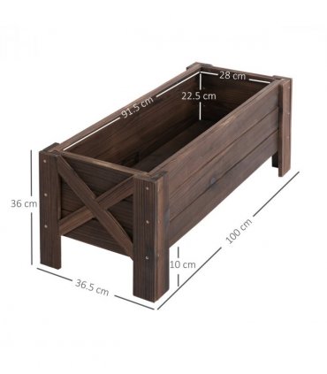 Wooden Garden Raised Bed Planter Brown 100x36.5x36cm Ample Planting Room