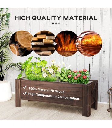 Wooden Garden Raised Bed Planter Brown 100x36.5x36cm Ample Planting Room