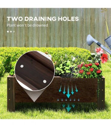 Wooden Garden Raised Bed Planter Brown 100x36.5x36cm Ample Planting Room