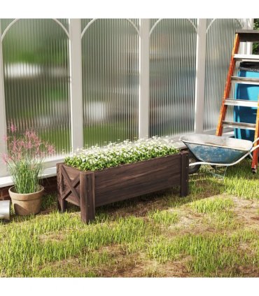 Wooden Garden Raised Bed Planter Brown 100x36.5x36cm Ample Planting Room