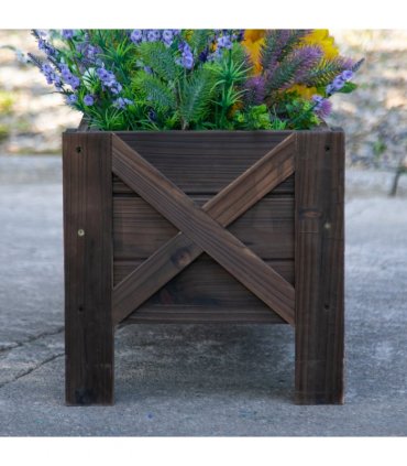 Wooden Garden Raised Bed Planter Brown 100x36.5x36cm Ample Planting Room