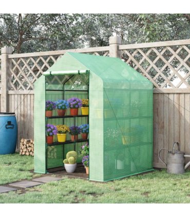Greenhouse Outdoor Grow House Dark Green 143x138x190cm Durable plastic shell
