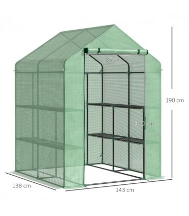 Greenhouse Outdoor Grow House Dark Green 143x138x190cm Durable plastic shell