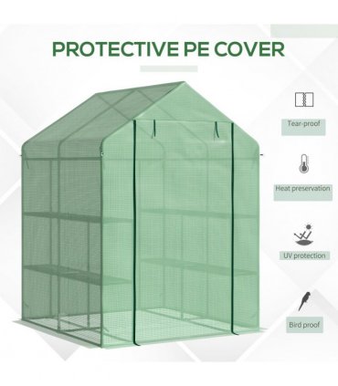 Greenhouse Outdoor Grow House Dark Green 143x138x190cm Durable plastic shell