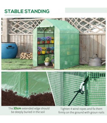 Greenhouse Outdoor Grow House Dark Green 143x138x190cm Durable plastic shell