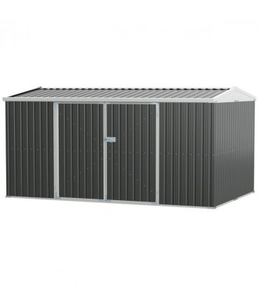 Outdoor Garden Storage Shed Steel Tool Storage Box Grey 420L x 269W x 215Hcm