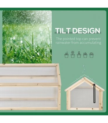 Wooden Cold Frame Greenhouse Garden      Polycarbonate Grow House