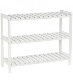 Shoe Rack 3-Tier Wood Frame Open Hygienic Storage 57x70cm White Pine MDF