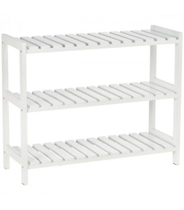 Shoe Rack 3-Tier Wood Frame Open Hygienic Storage 57x70cm White Pine MDF