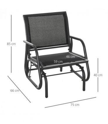 Outdoor Gliding Swing Chair Garden Seat w/ Mesh Seat Curved Back Steel Frame