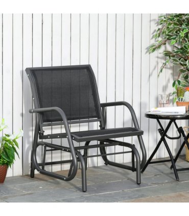 Outdoor Gliding Swing Chair Garden Seat w/ Mesh Seat Curved Back Steel Frame