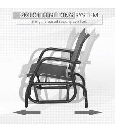Outdoor Gliding Swing Chair Garden Seat w/ Mesh Seat Curved Back Steel Frame