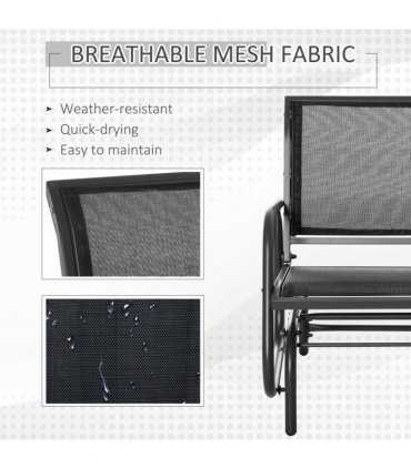 Outdoor Gliding Swing Chair Garden Seat w/ Mesh Seat Curved Back Steel Frame