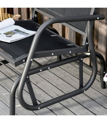 Outdoor Gliding Swing Chair Garden Seat w/ Mesh Seat Curved Back Steel Frame
