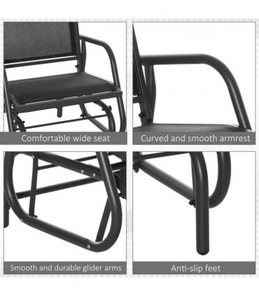 Outdoor Gliding Swing Chair Garden Seat w/ Mesh Seat Curved Back Steel Frame