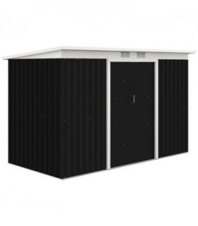 Outdoor Garden Storage Shed Galvanised Steel Dark Grey 280L x 130W x 172Hcm