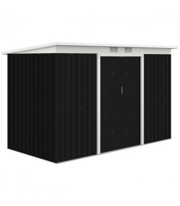 Outdoor Garden Storage Shed Galvanised Steel Dark Grey 280L x 130W x 172Hcm