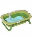 Baby Bath Tub for Toddler Foldable w/ Baby Cushion for 0-3 Years Green HOMCOM