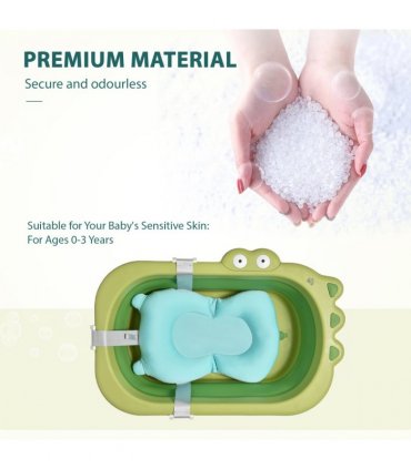Baby Bath Tub for Toddler Foldable w/ Baby Cushion for 0-3 Years Green HOMCOM
