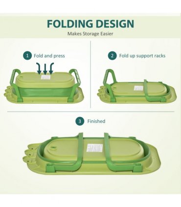 Baby Bath Tub for Toddler Foldable w/ Baby Cushion for 0-3 Years Green HOMCOM