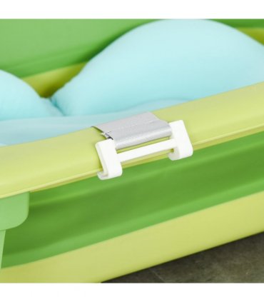 Baby Bath Tub for Toddler Foldable w/ Baby Cushion for 0-3 Years Green HOMCOM