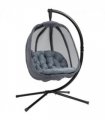 Steel Grey 172H x 126L x 97Wcm Folding Hanging Egg Chair w/ Cushion and Stand