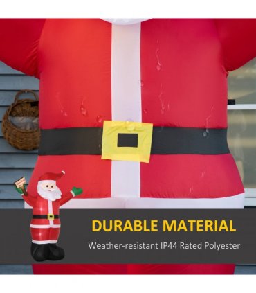 Outsunny 8' Inflatable Christmas Santa Claus Holds Light Sign of Blessings LED