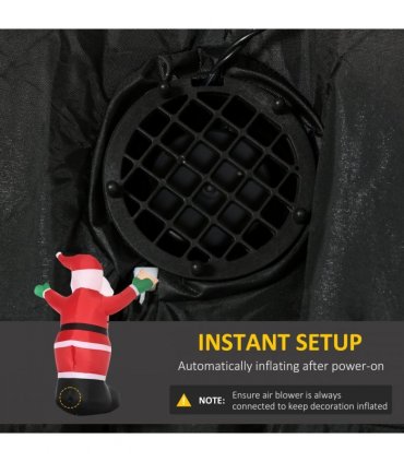 Outsunny 8' Inflatable Christmas Santa Claus Holds Light Sign of Blessings LED