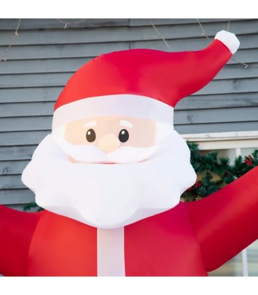Outsunny 8' Inflatable Christmas Santa Claus Holds Light Sign of Blessings LED