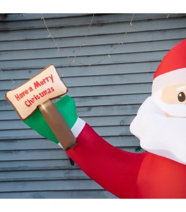 Outsunny 8' Inflatable Christmas Santa Claus Holds Light Sign of Blessings LED