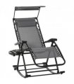 Outdoor Lounge Rocker Zero-Gravity Seat Folding Recliner Chair, Grey