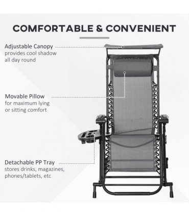 Outdoor Lounge Rocker Zero-Gravity Seat Folding Recliner Chair, Grey