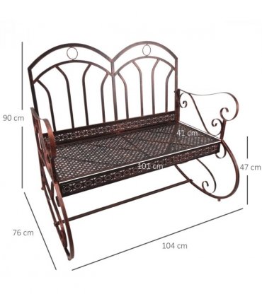 Rocking Chair Swing Bench Loveseat Metal Bronze Garden Outdoor