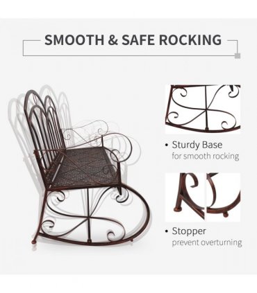 Rocking Chair Swing Bench Loveseat Metal Bronze Garden Outdoor