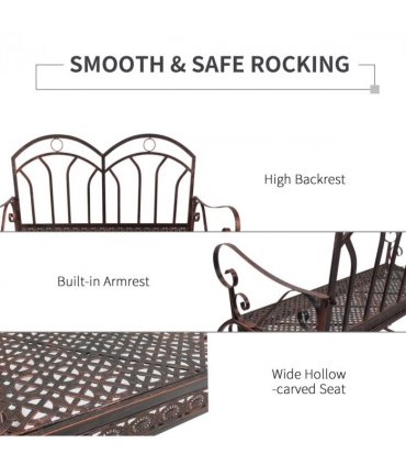 Rocking Chair Swing Bench Loveseat Metal Bronze Garden Outdoor