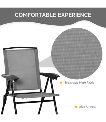 Patio Bistro Set Folding Chairs Garden Coffee Table for Balcony Grey