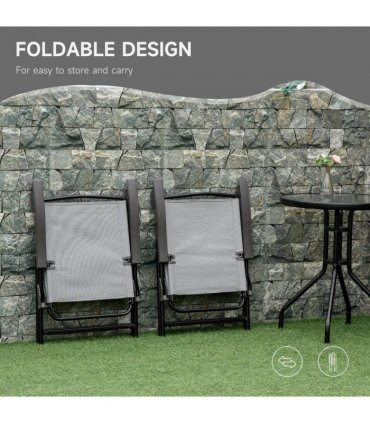 Patio Bistro Set Folding Chairs Garden Coffee Table for Balcony Grey