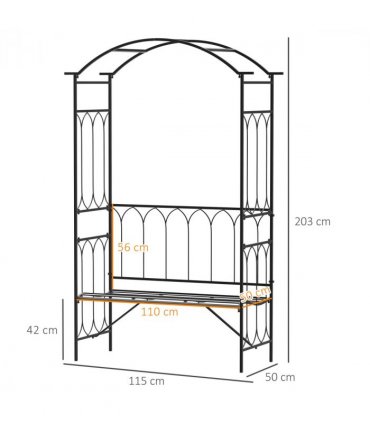 Garden Arbour Bench Plant Climbing Support Trellis Rose Vines Black Outsunny