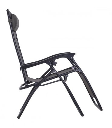 Garden Recliner Chairs Set - 3PC Zero Gravity Chairs Sun Lounger Table Dark Grey